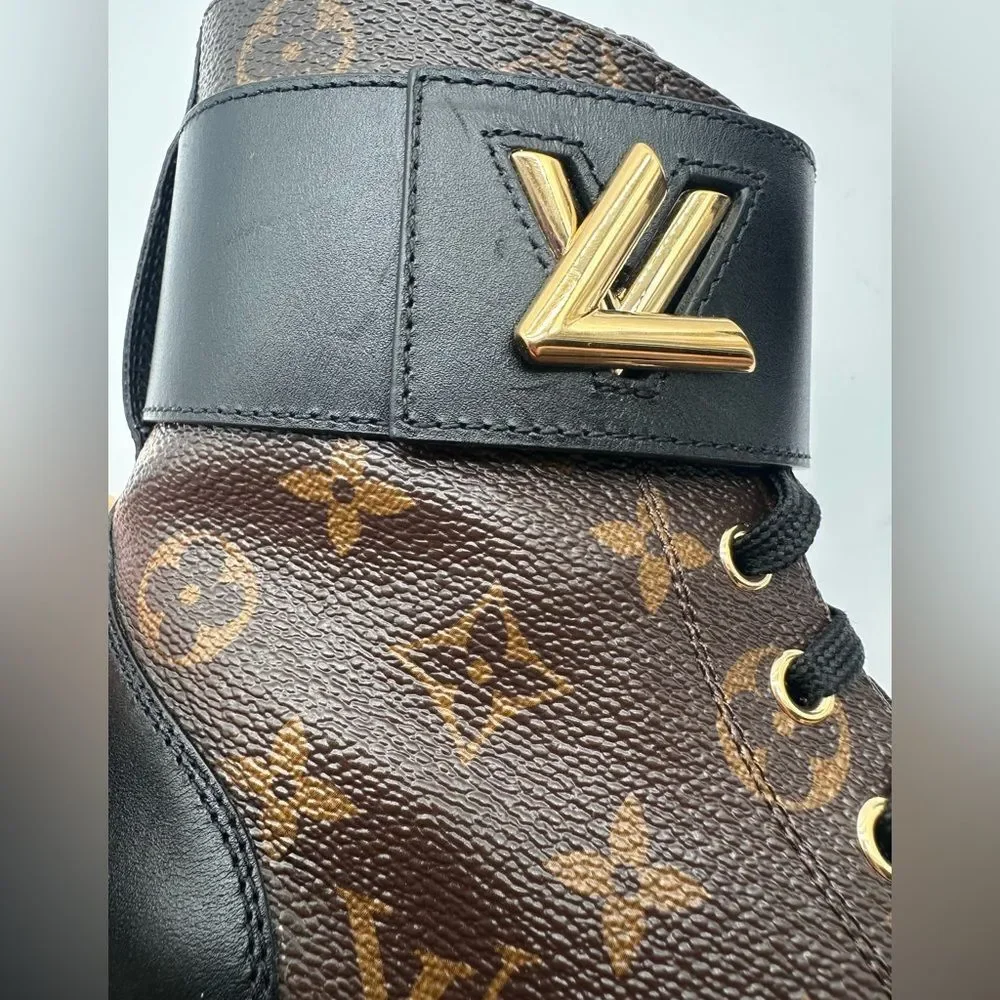 Louis Vuitton Wonderland Ranger Combat Boot Brown LV Monogram EU 37.5 US 7.5